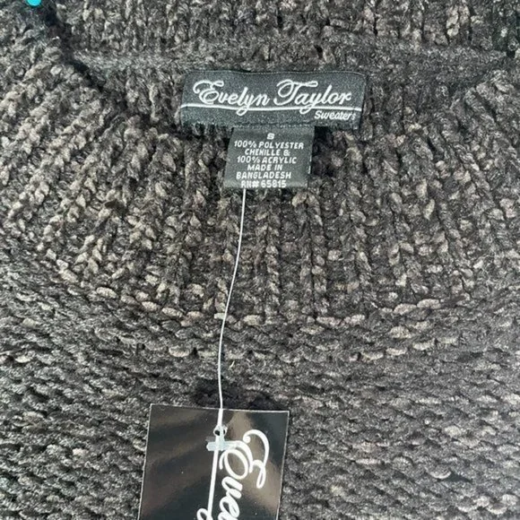EVELYN TAYLOR Black Mock Neck Sweater Small - Picture 8 of 12